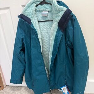 Columbia Teal Outdoor Jacket with Hood